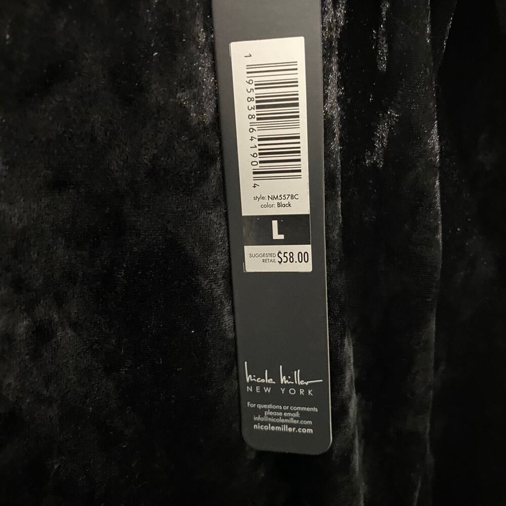 Nicole Miller New York Black Crushed Velvet Pajama Top Womens L NWT - Picture 8 of 10